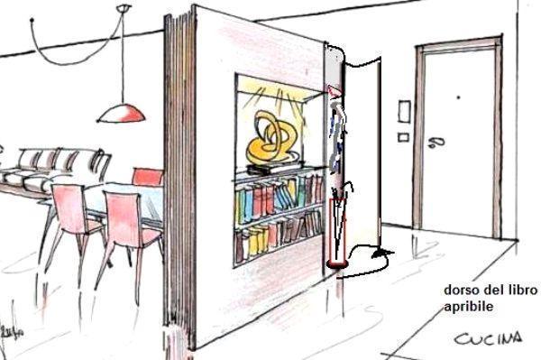 Libreria e mobile ingresso a forma di maxi libro